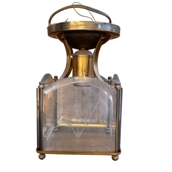 Vintage Other - Vintage Mid Century  Etched Wheat Design Glass Light Pendant Flush Mount